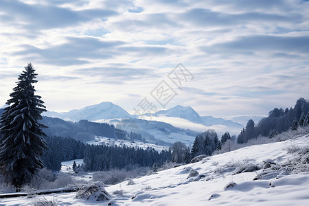 冬日白雪山峰背景图片