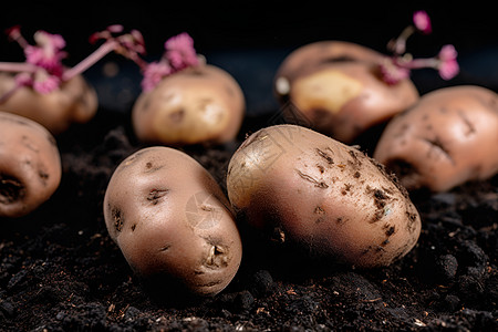 花园里面生长的土豆图片