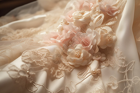 华丽的婚纱绢花背景图片
