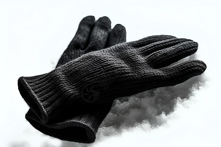 雪地上的黑色手套图片
