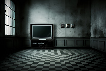黑暗中的复古电视图片