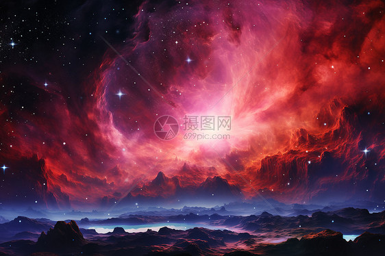 神秘的星空绘画图片