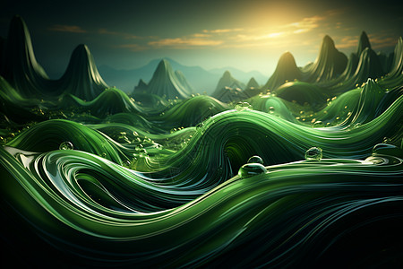抽象的绿浪图片