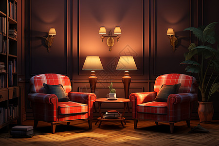 室内的沙发和台灯背景图片