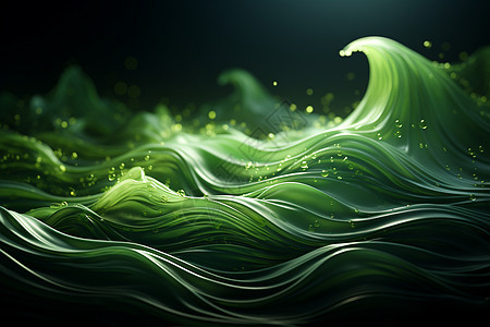 3D墨绿色丝绸般的海浪图片