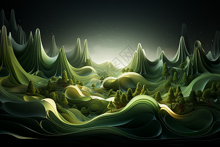 抽象创意绿色波浪背景图片