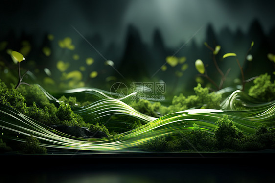 创意抽象绿色波浪背景图片