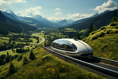 山谷中的未来汽车图片