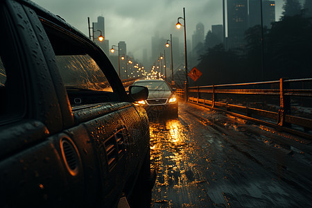 雨中的汽车图片