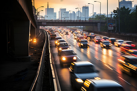 夜晚繁忙的高速公路图片