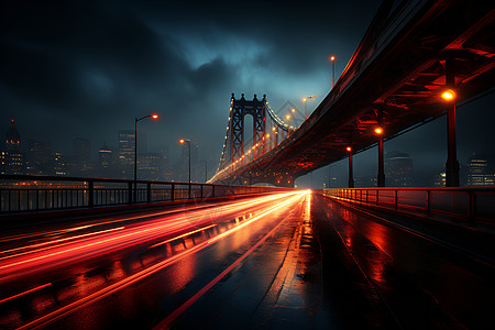 红色的桥城市之夜设计图片