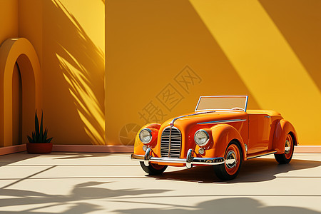 复古橙色汽车图片