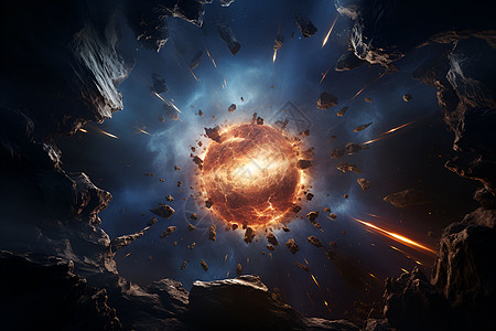 神秘宇宙的太空陨石背景图片