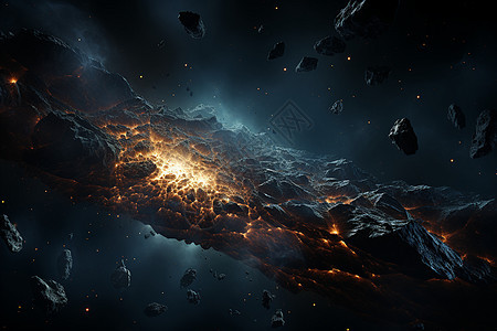 太空中陨石碰撞爆炸背景图片