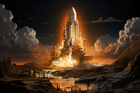 火箭发射基地场景背景图片