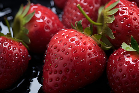 水中成熟的草莓背景图片