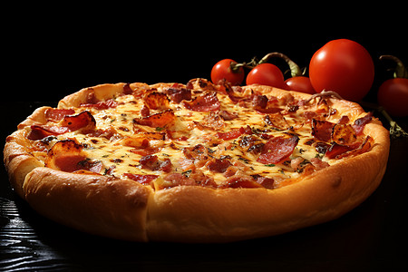 超级至尊披萨美味至尊番茄培根比萨背景