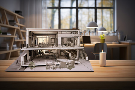 桌子上的房屋模型图片
