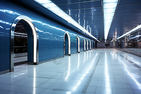 地铁站的蓝色墙壁图片
