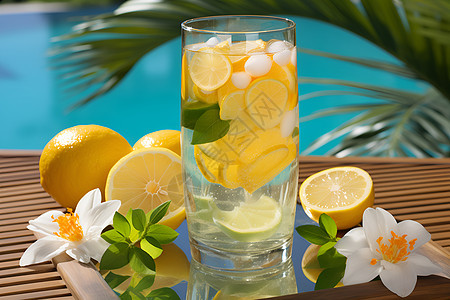 夏日清凉柠檬汁背景图片