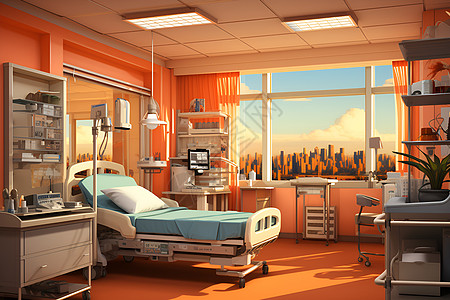 病房里的病床图片