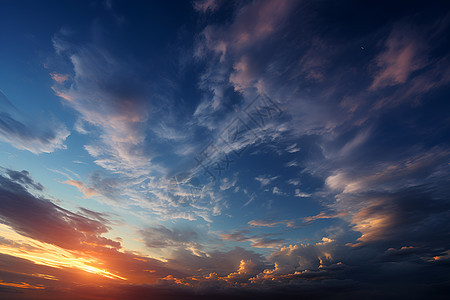 夕阳余晖下的天空景观图片