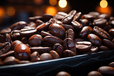 咖啡豆的特写镜头背景图片