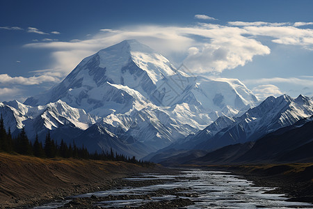 壮丽画卷的雪山景观图片