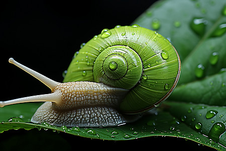 绿叶上的蜗牛图片