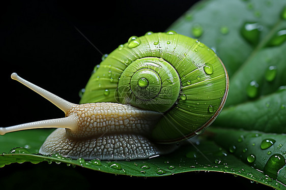绿叶上的蜗牛图片