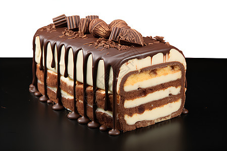 甜蜜诱惑的巧克力奶油蛋糕背景图片
