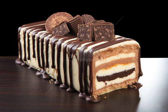 新鲜烘焙的巧克力奶油蛋糕图片