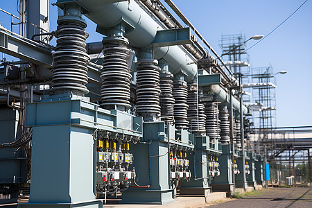 电力变压器站的现代建筑背景图片
