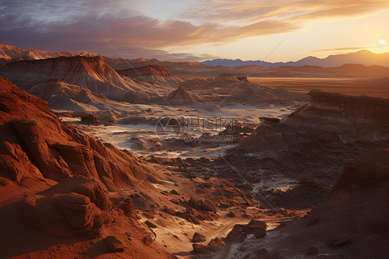 壮观的火星岩石沙丘景观图片