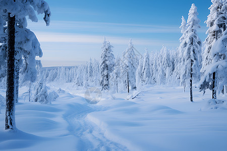 冬季白雪覆盖的山林景观图片