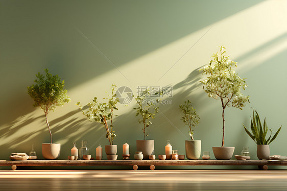 清新绿意的室内家居盆栽装饰图片