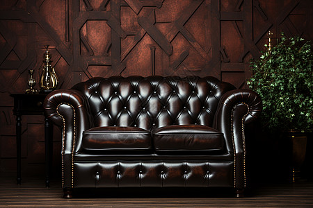巴洛克豪华的皮质沙发背景图片