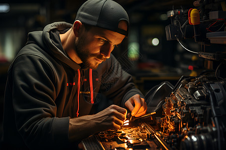精湛技术的汽车修理工人背景图片