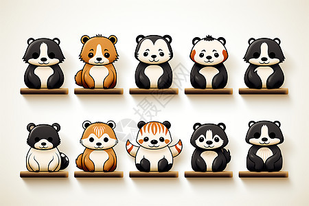 趣味十足的卡通熊猫插图图片