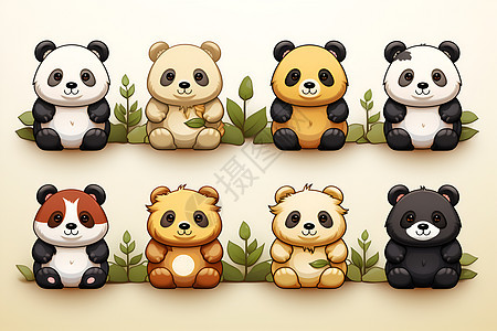 可爱的卡通熊猫插图图片