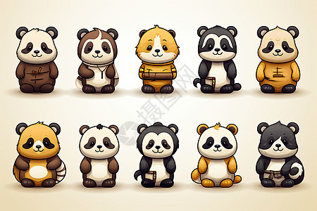 卡通熊猫的合集图片