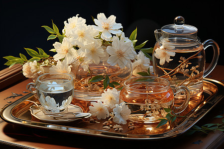 中式风格的茶具摆设图片