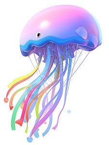 手绘艺术的彩色水母背景图片