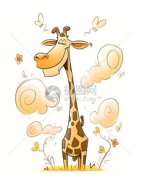 彩绘的长颈鹿插图图片