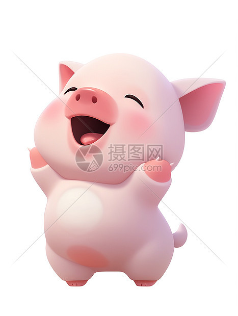 甜蜜微笑的卡通小猪图片
