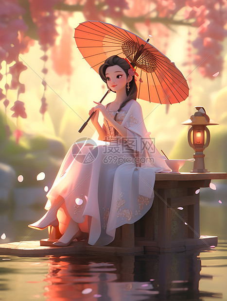 中式古风意境的女子图片