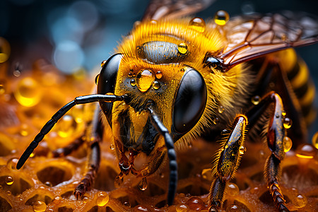 蜂巢中的蜜蜂图片