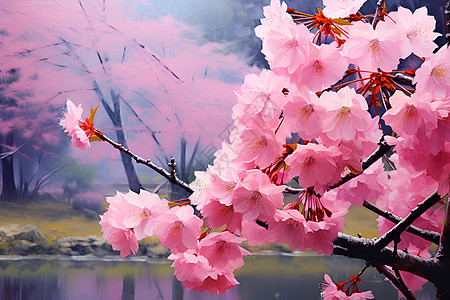 粉色绽放的花朵图片