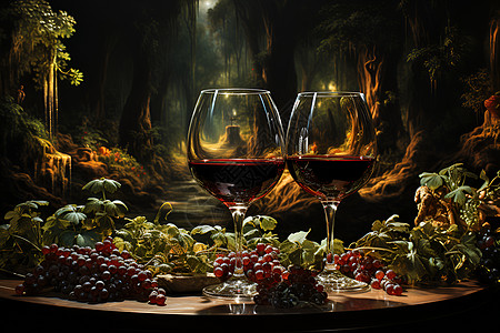 葡萄酿造的红酒图片