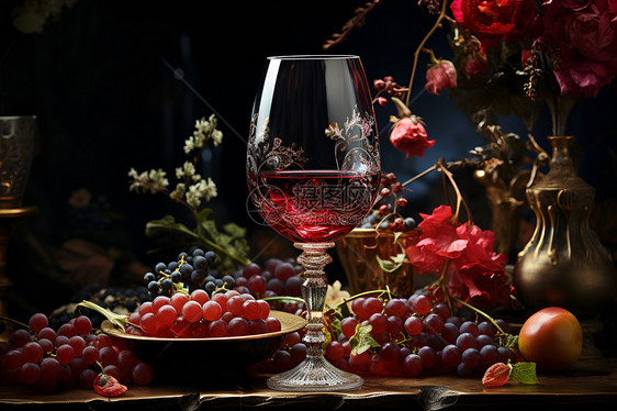 典雅精致的酿造葡萄酒图片